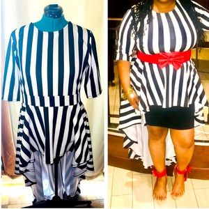 Women’s stripped peplum hi-low blouse with quarter inch sleeves. Sz 2xl